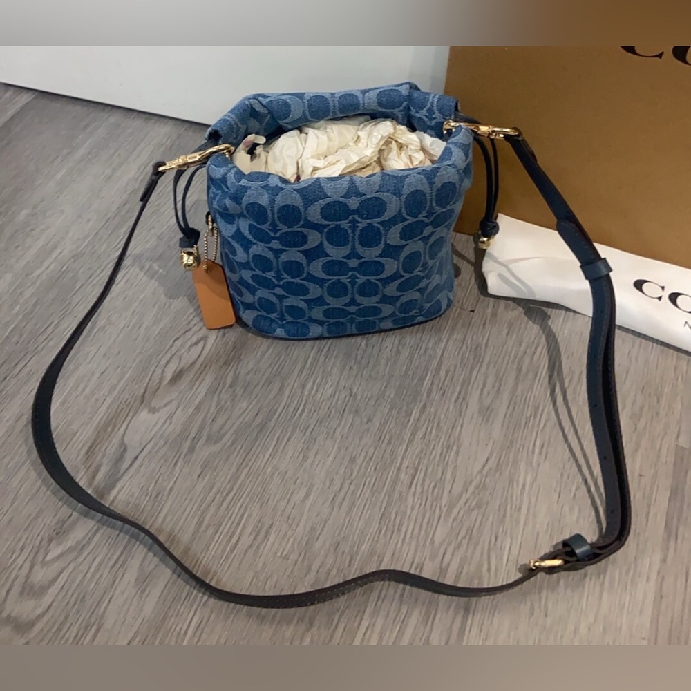 Coach Denim Signature Mini Crossbody Bucket Bag - Picture 3 of 9
